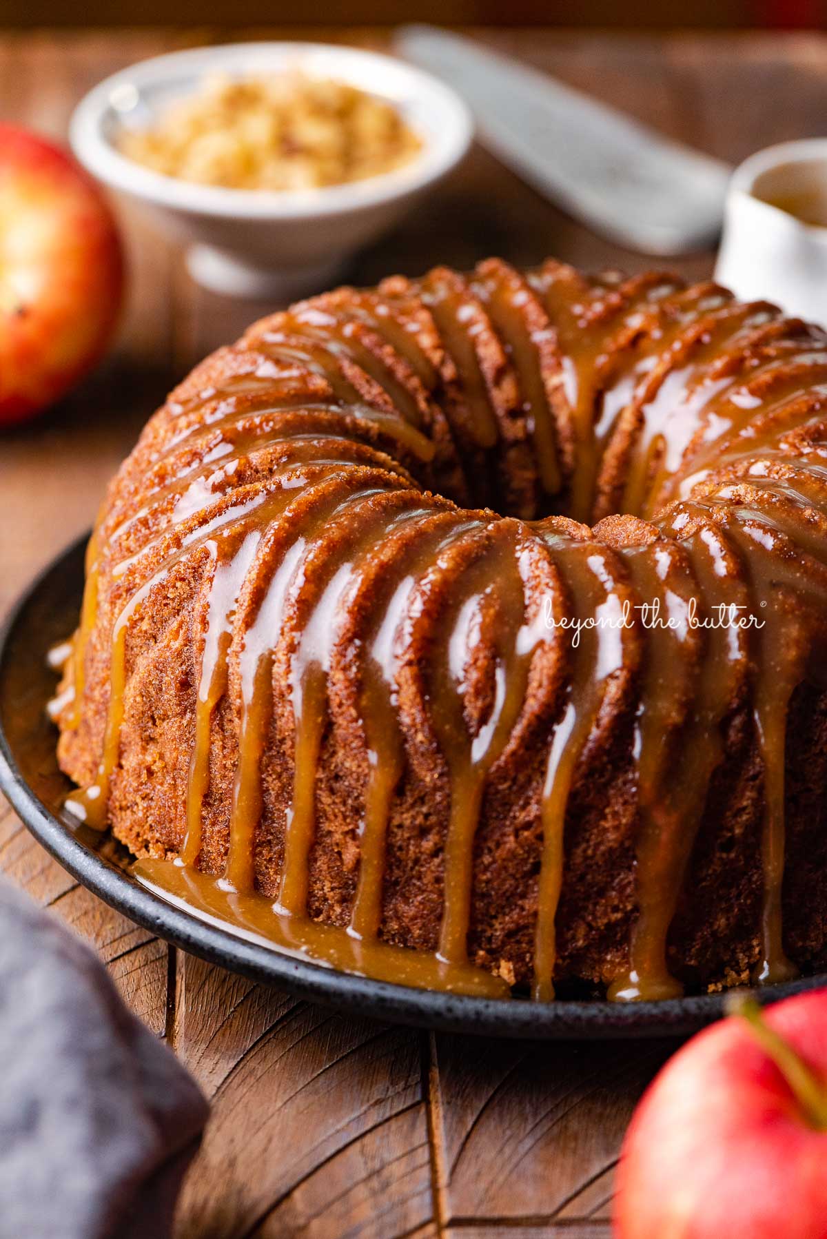 Apple Bundt Cake with Walnuts and Brown Sugar Glaze