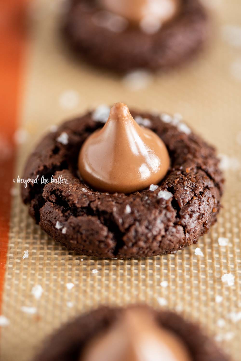 Chocolate Blossom Cookies with Caramel Kisses