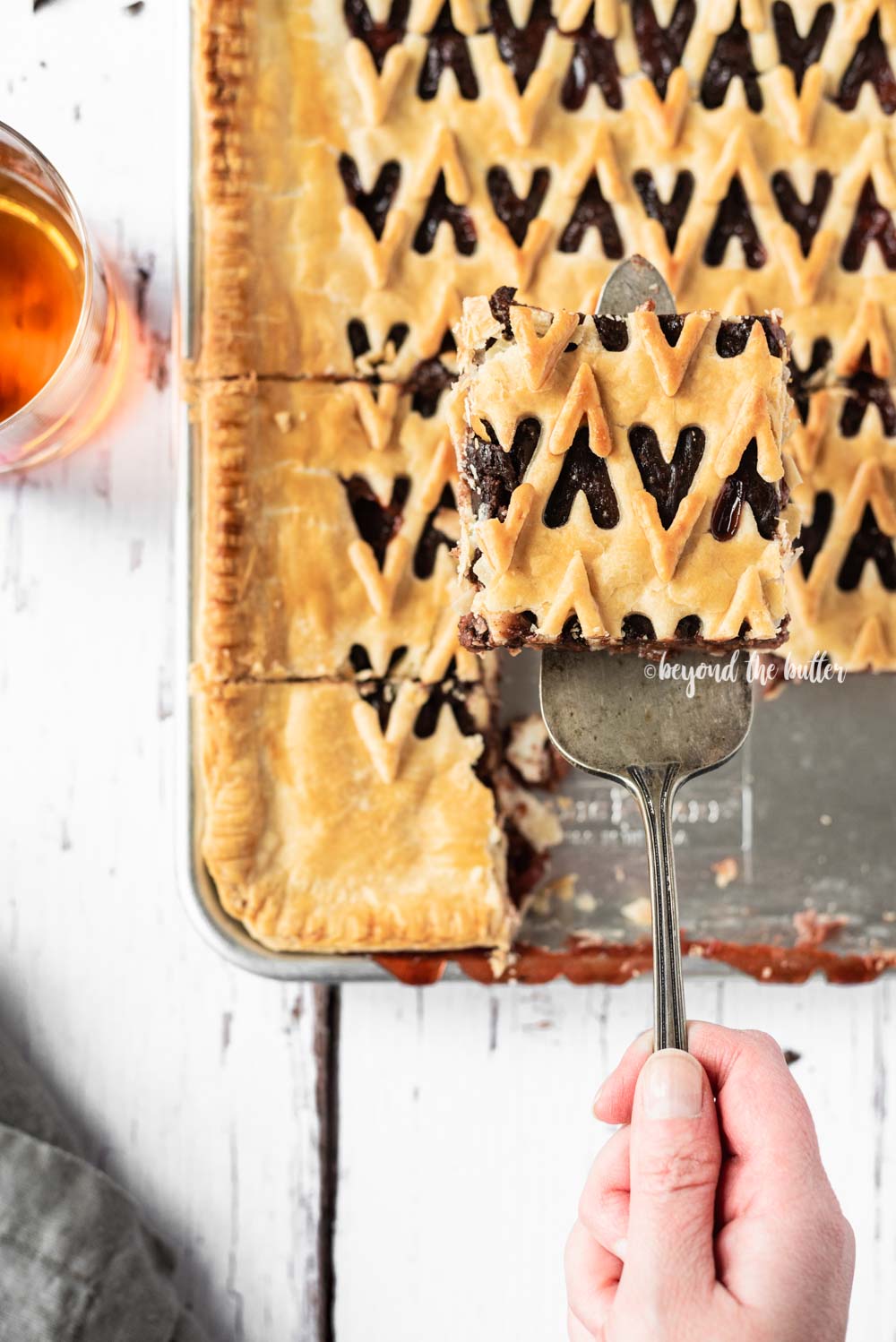 Cherry Chocolate Bourbon Slab Pie in a Sheet Pan