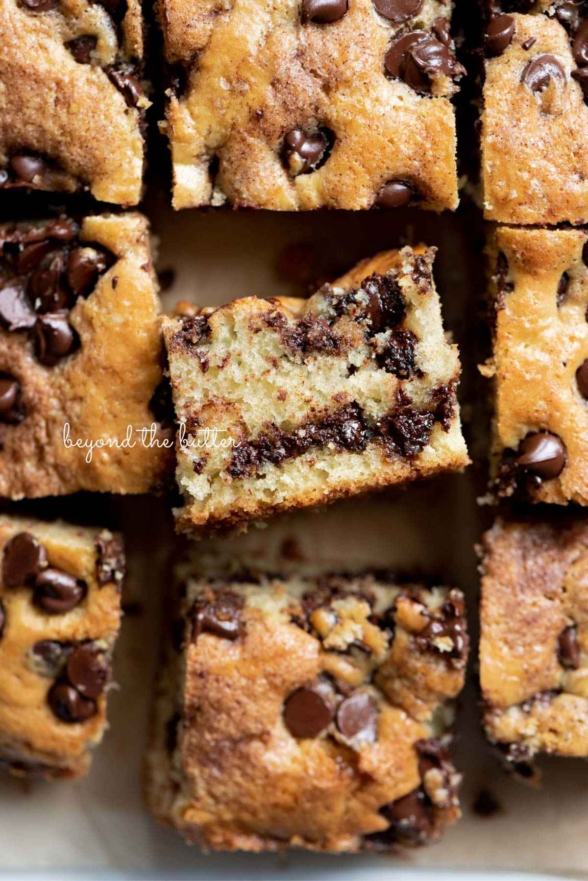 Sour Cream Coffee Cake with Chocolate Chips and Cinnamon