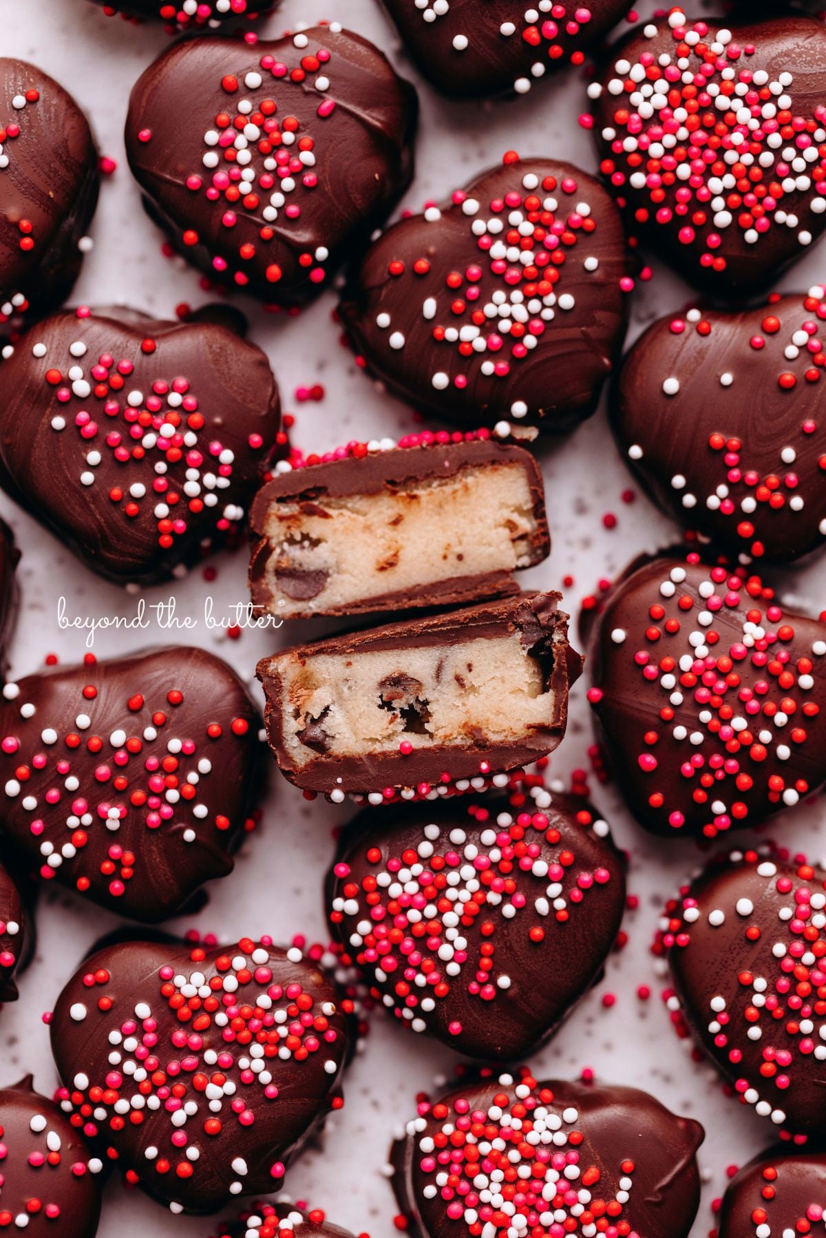Edible Cookie Dough Hearts Dipped in Dark Chocolate
