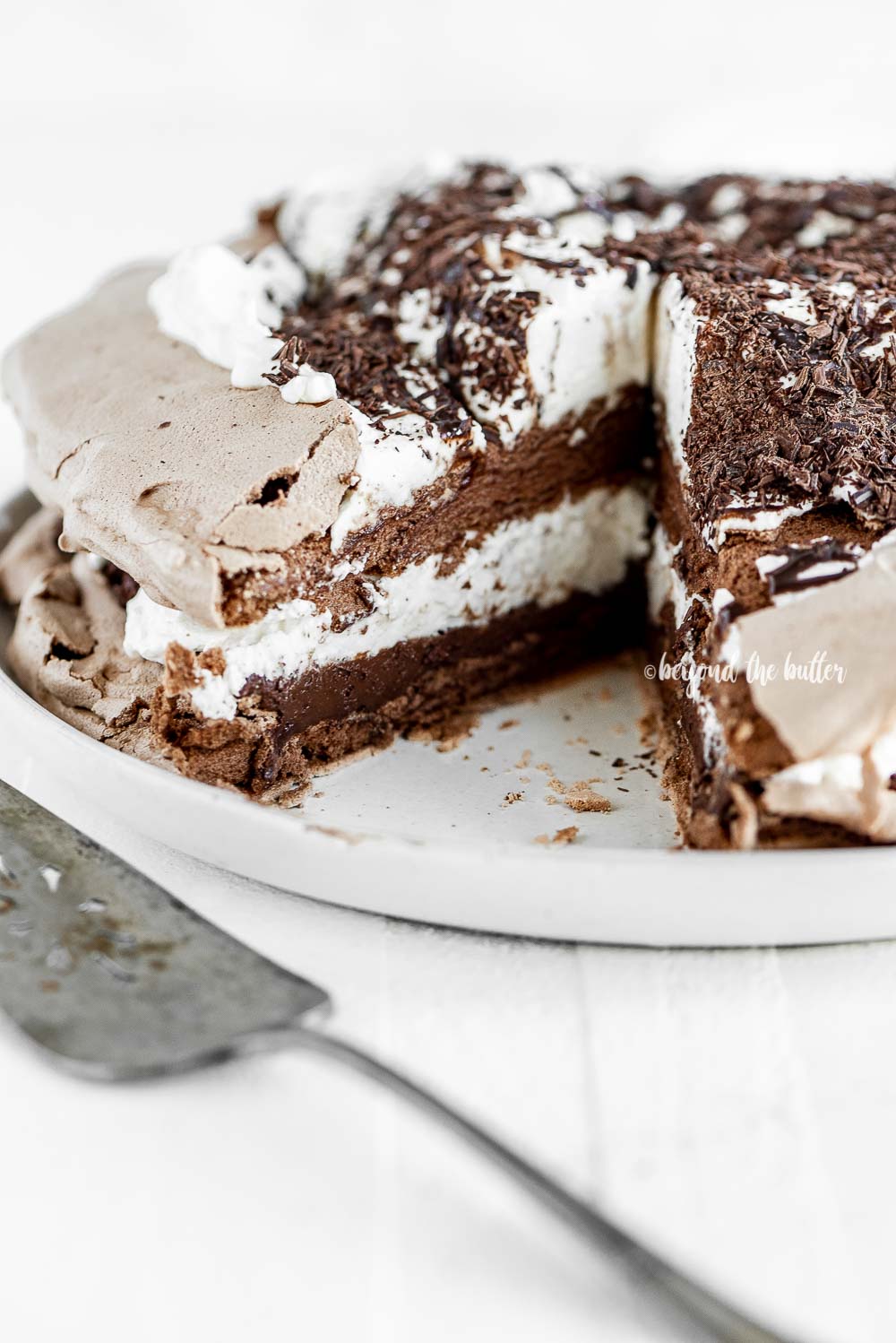 Chocolate Meringue Cake with Mousse and Whipped Cream