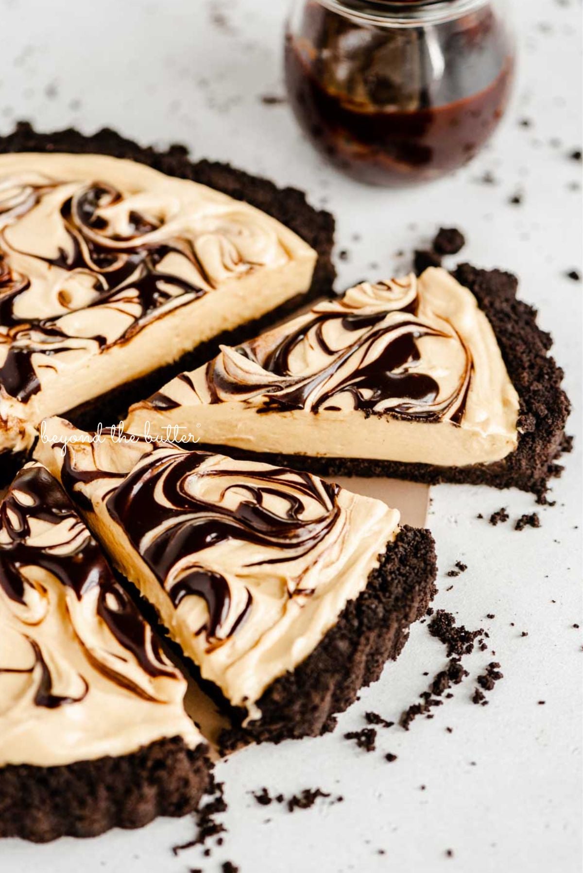 No-Bake Chocolate Peanut Butter Tart with Swirls