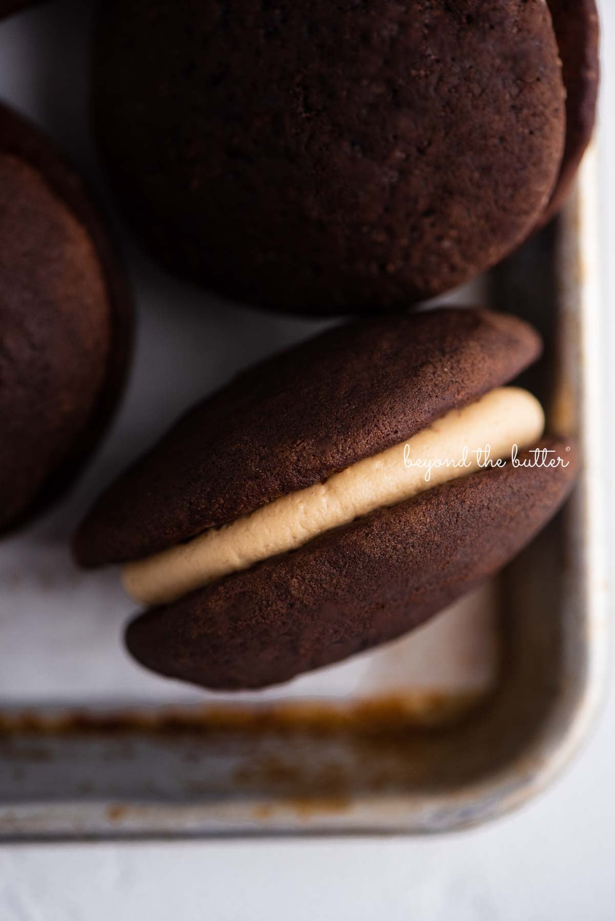 Fudgy Chocolate and Peanut Butter Whoopie Pies