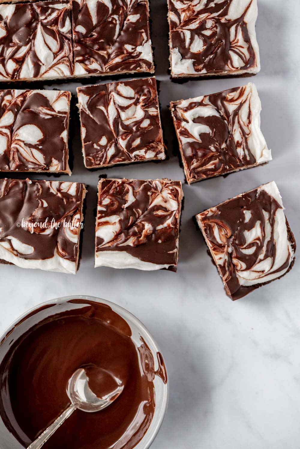 Squares of Chocolate Peppermint Swirled Brownies | All Images © Luyiz, LLC