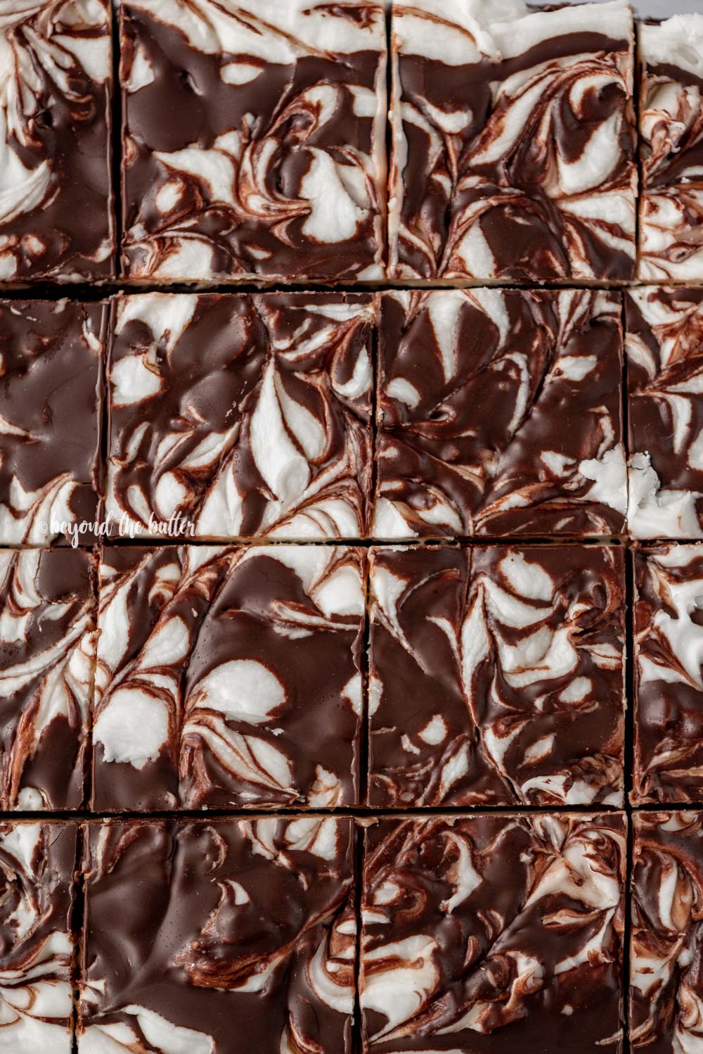 Close up of cut Chocolate Peppermint Swirled Brownies | All Images © Luyiz, LLC