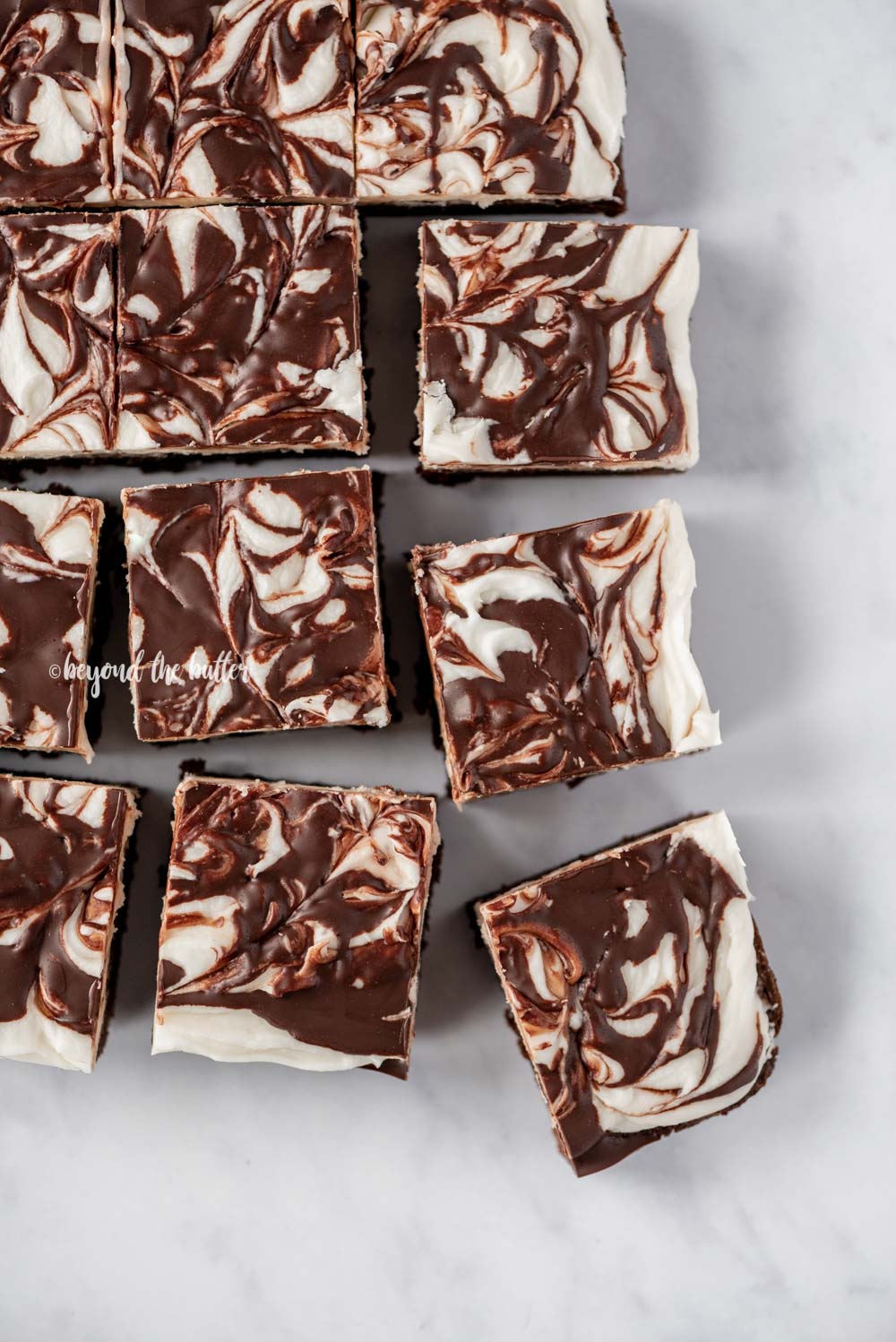 Squares of Chocolate Peppermint Swirled Brownies | All Images © Luyiz, LLC