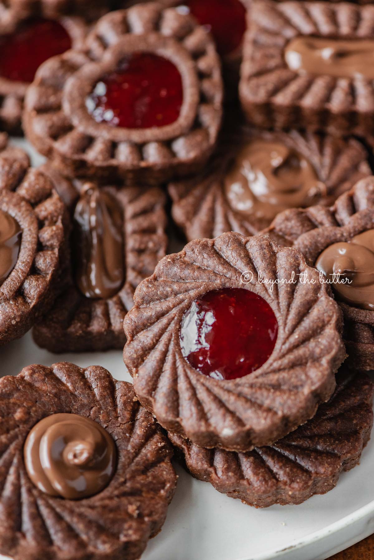 Chocolate Stamped Thumbprints with Jam or Hazelnut