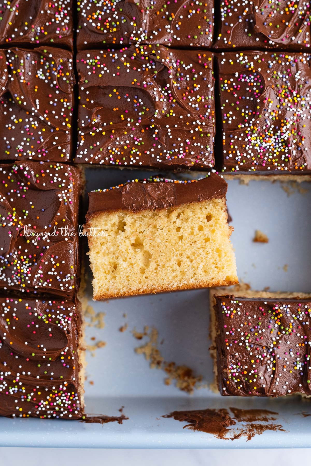 Classic 4-Egg Yellow Sheet Cake with Fudgy Chocolate Icing