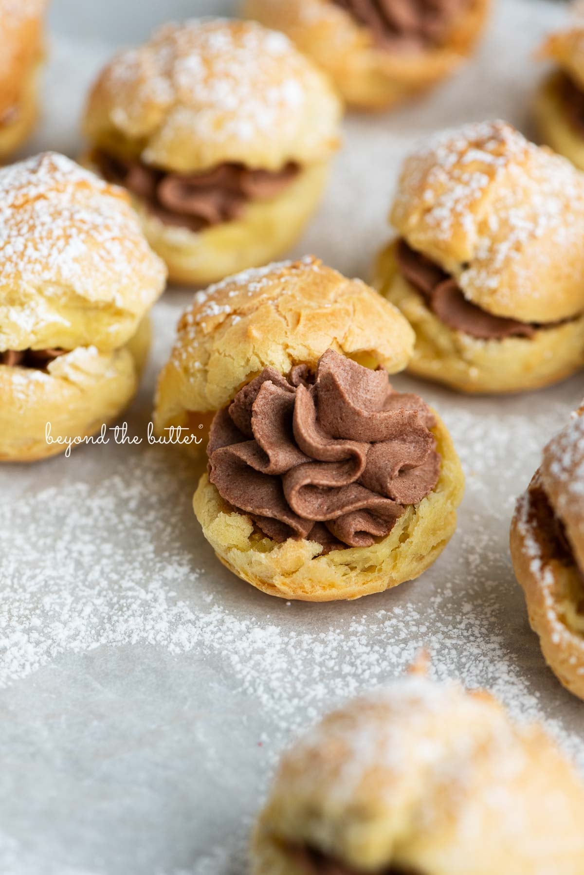 Light Cream Puffs with Chocolate Whipped Cream