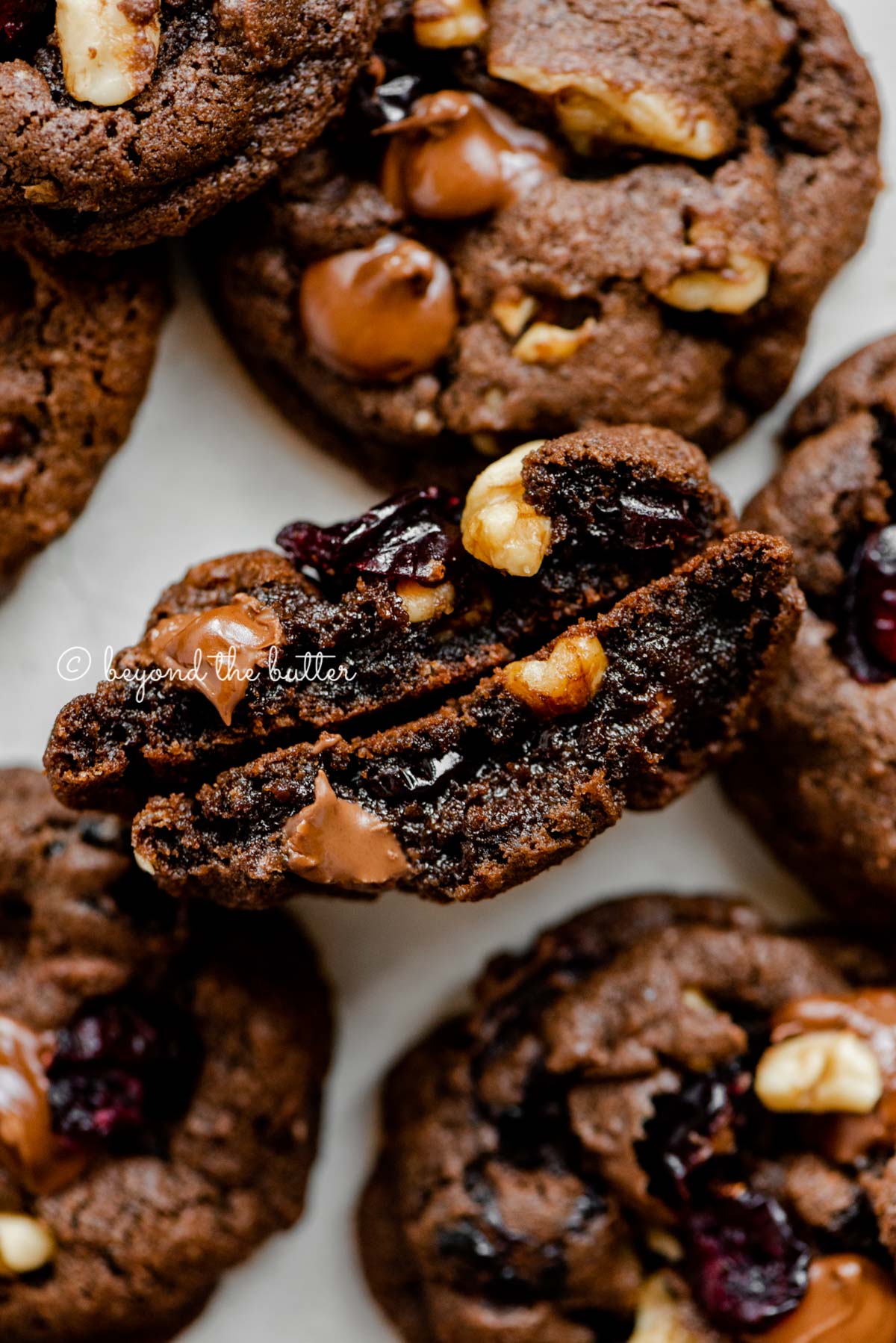 Dark Chocolate Cookies with Cranberries and Walnuts