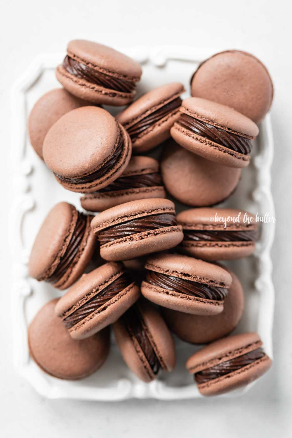 Double Chocolate Macarons with Dark Fudge Filling