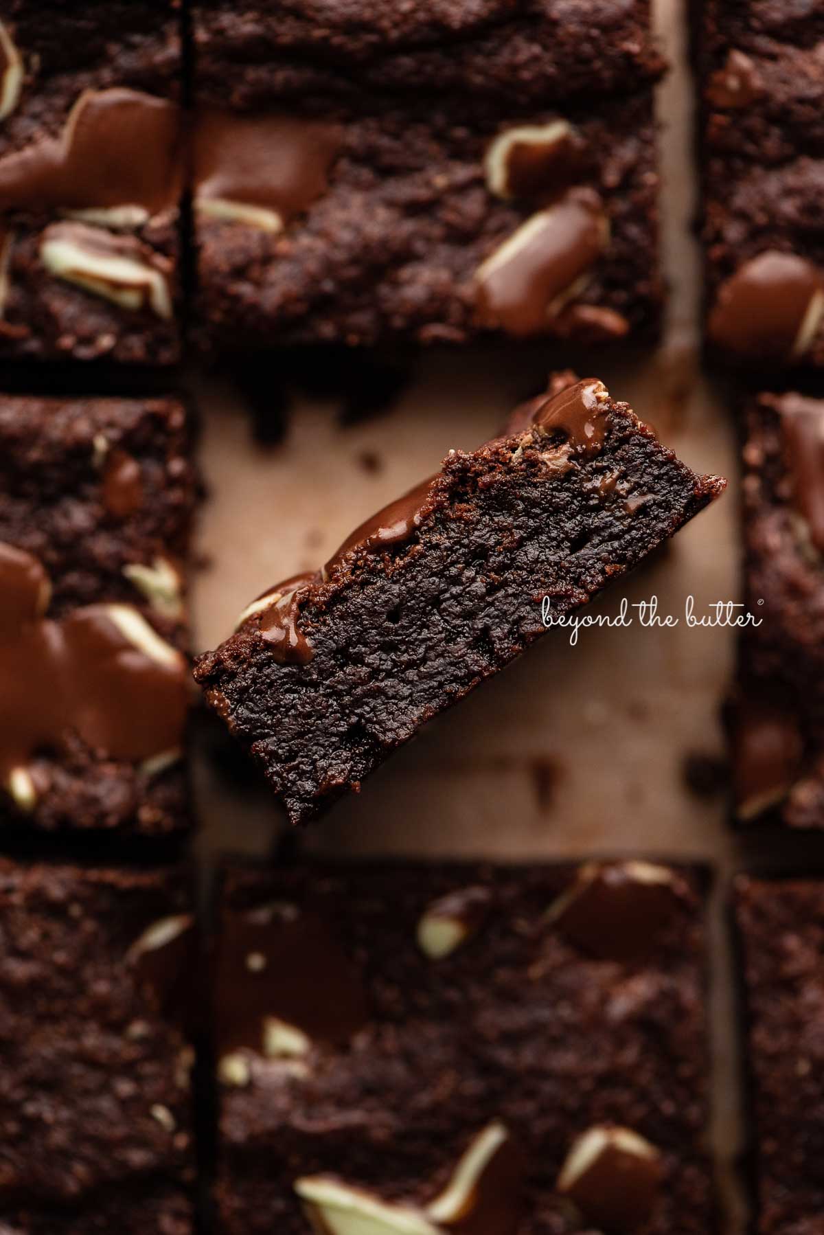 Fudgy Double Chocolate Brownies with Mint Chocolate