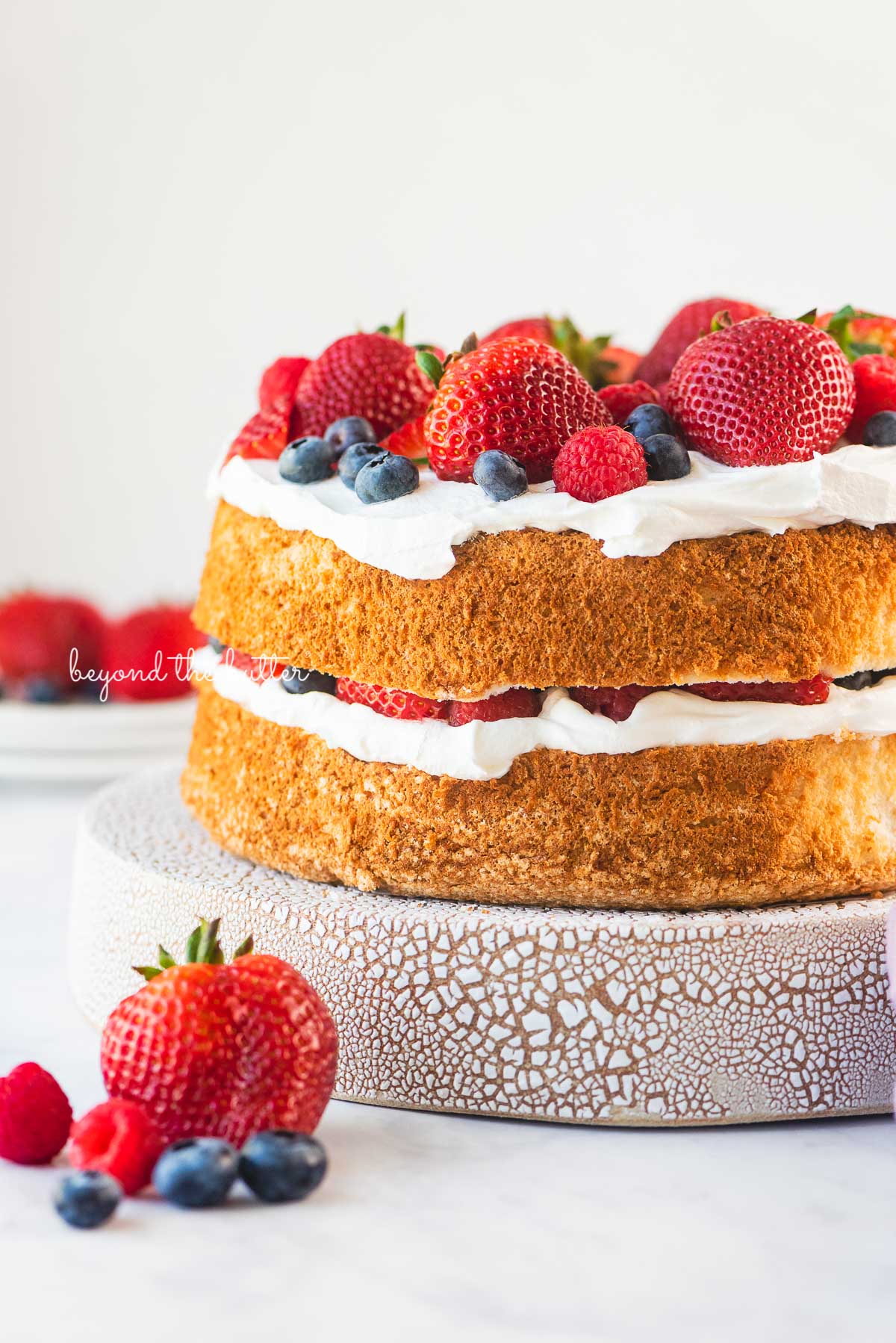 Light Angel Food Cake Topped with Berries