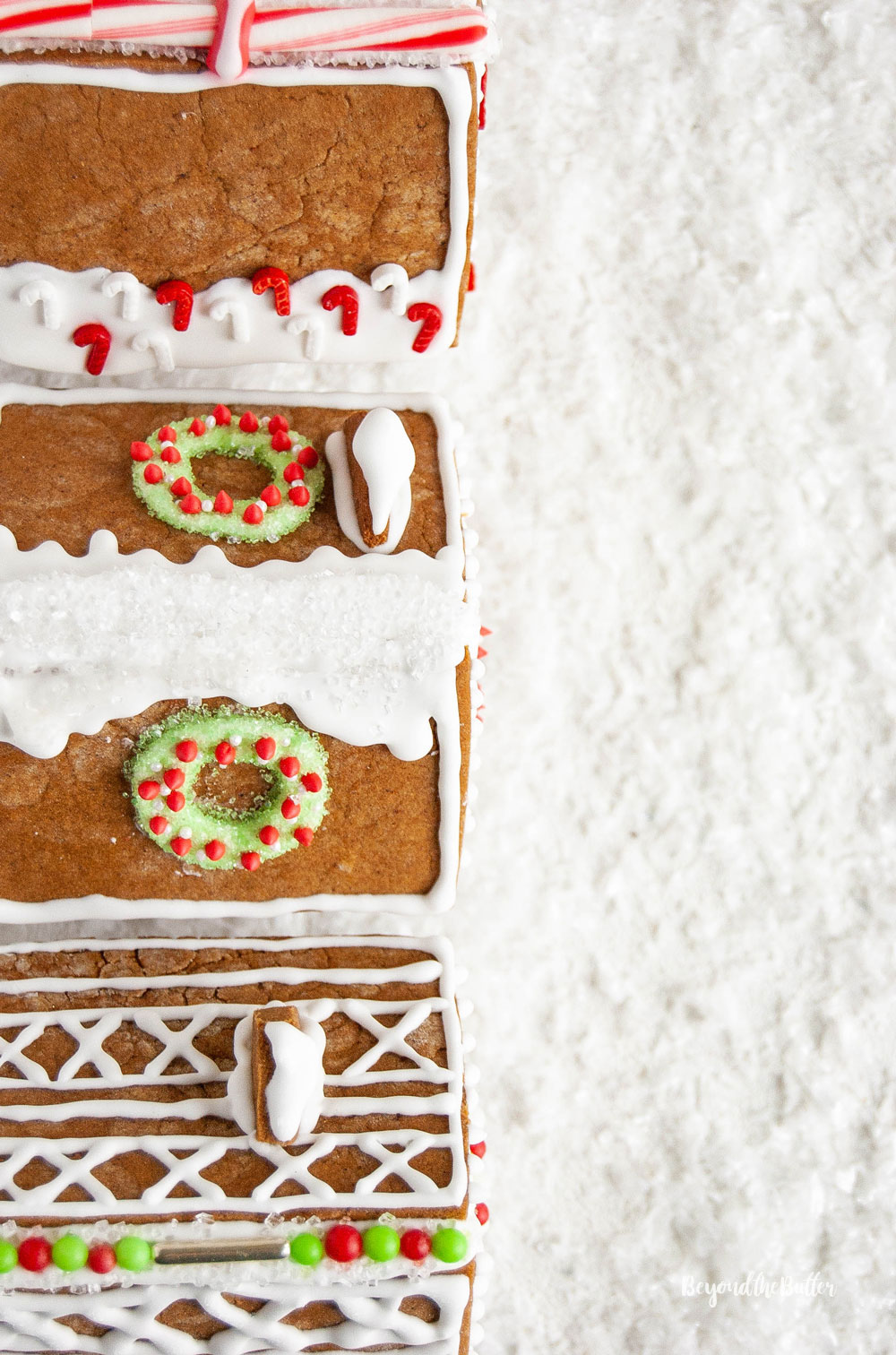 Homemade Gingerbread Houses - Overlooking the rooftops of 3 gingerbread houses