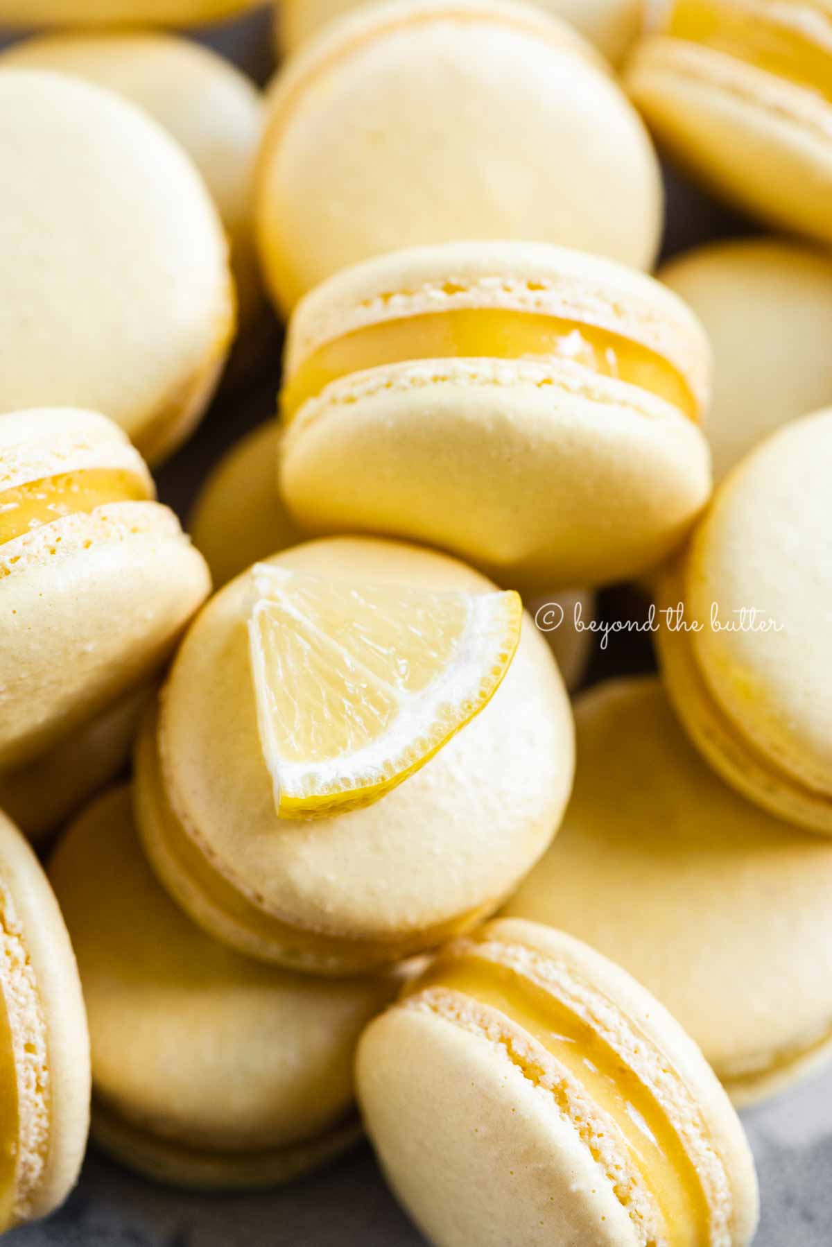 Lemon Macarons with Curd and Shortbread