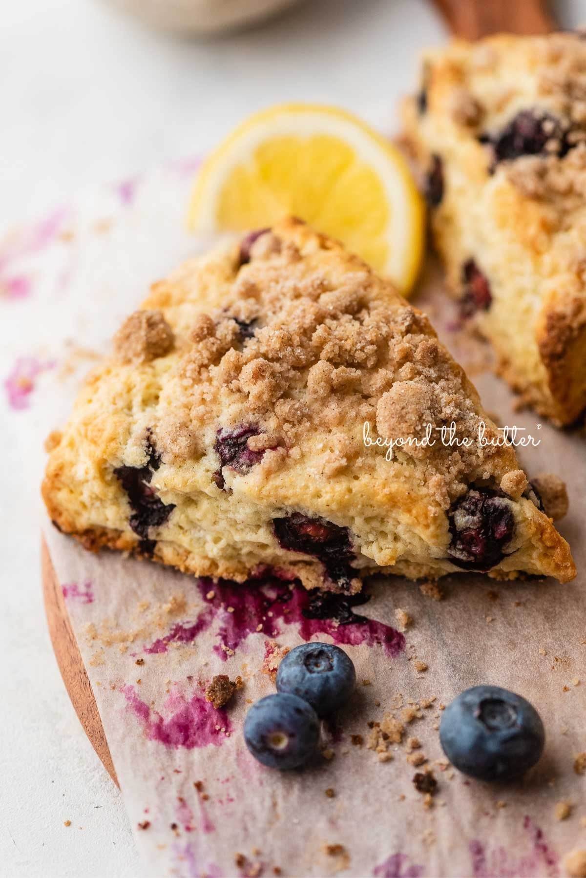 Cinnamon Streusel Lemon Blueberry Scones