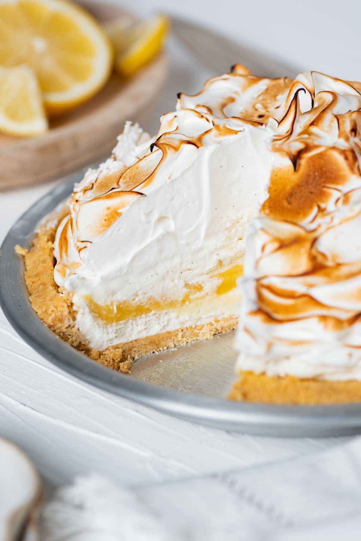 Frozen Lemon Meringue Ice Cream Pie with Toasted Meringue