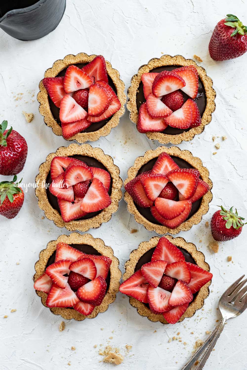 Strawberry Nutella Mini Tarts with Chocolate Ganache