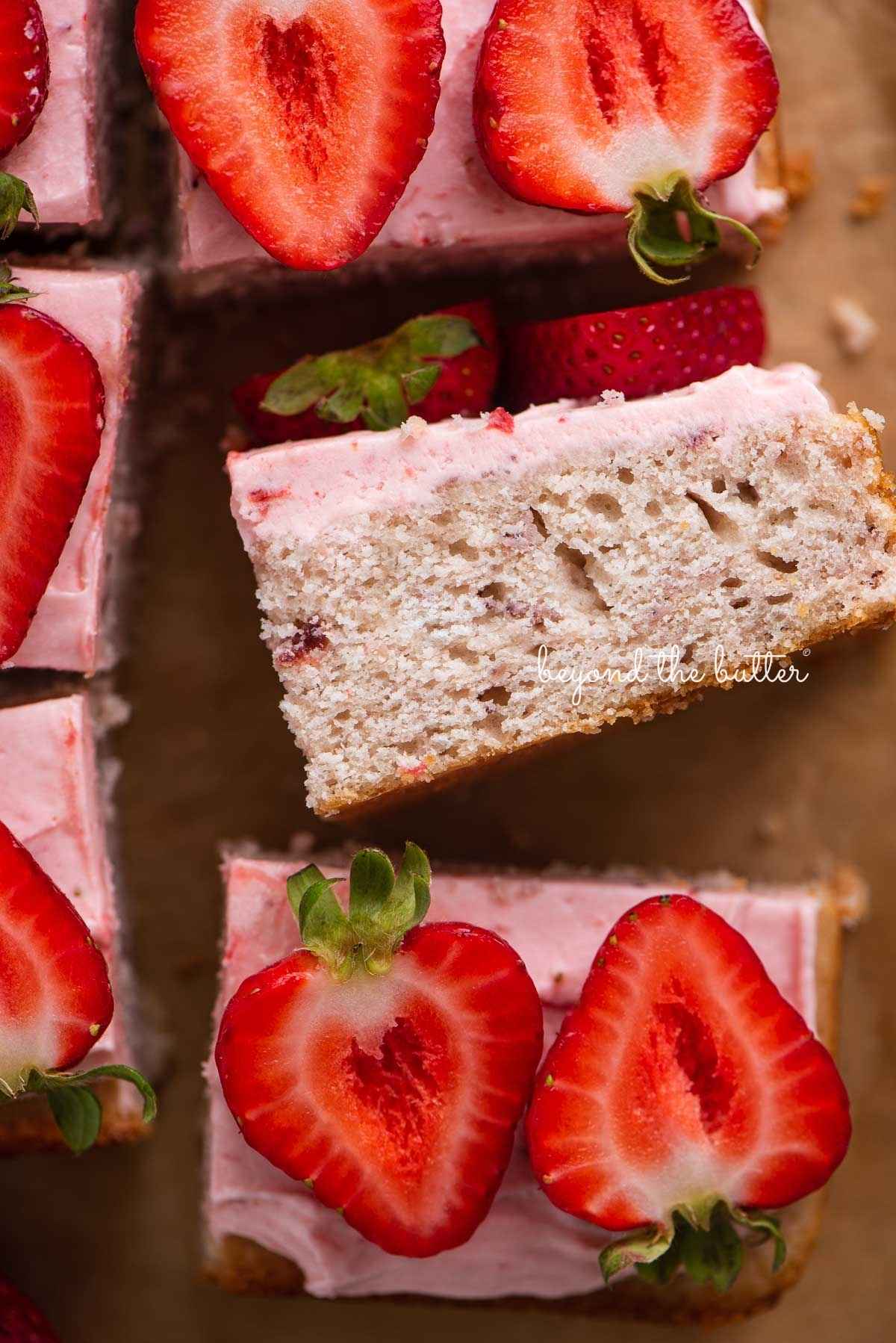 Little Strawberry Sheet Cake with Strawberry Frosting