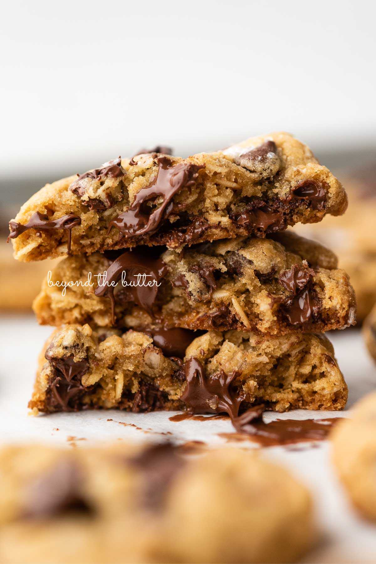 Chewy Salted Caramel Oatmeal Chocolate Chip Cookies