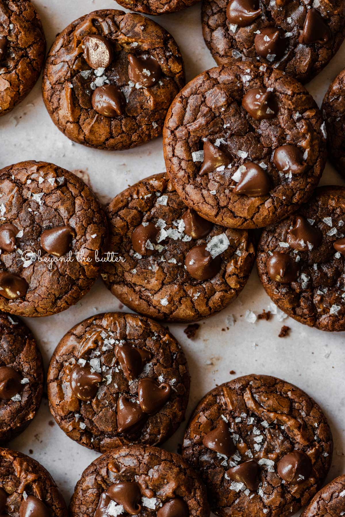 Fudgy Salted Brownie Cookies with Sea Salt
