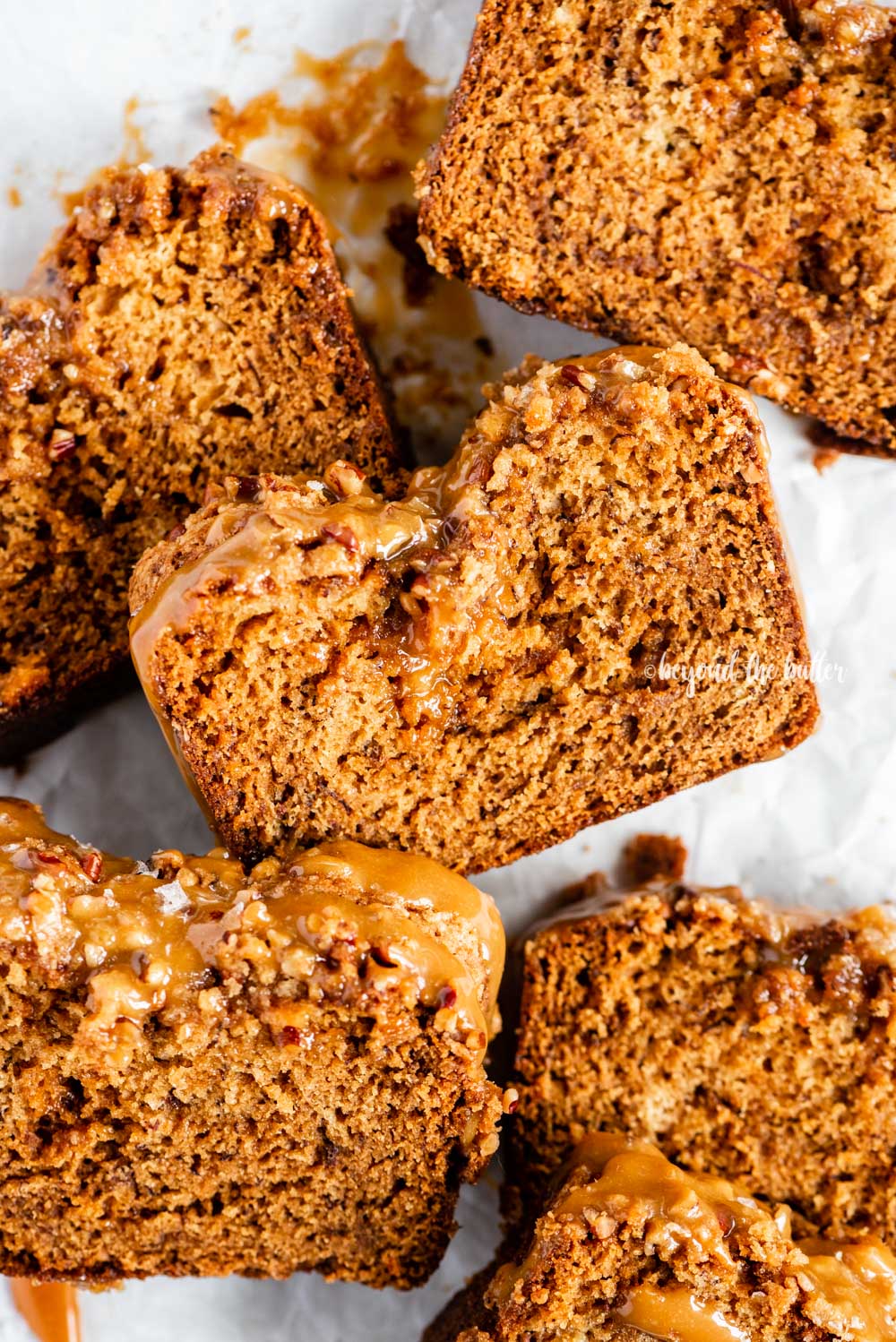 Moist Banana Nut Bread with Salted Caramel