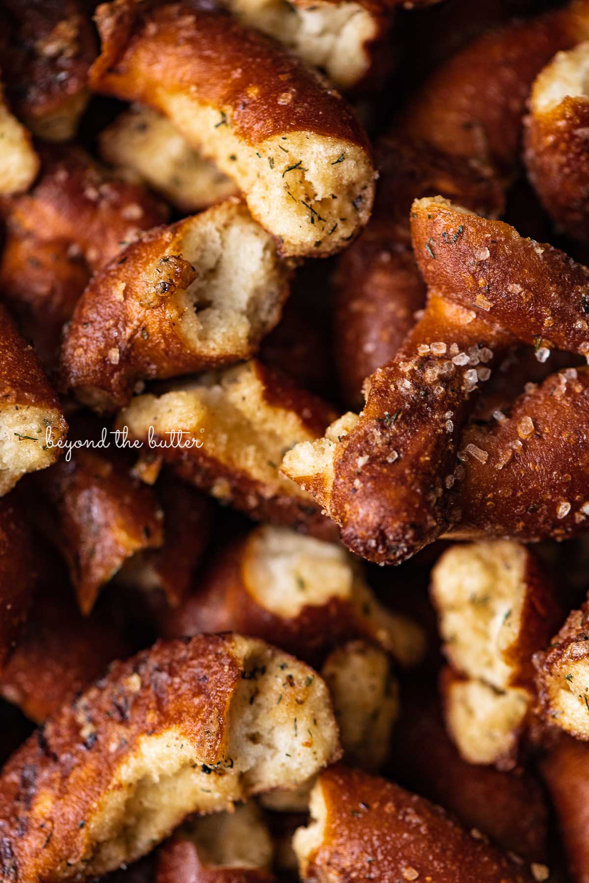 Seasoned sourdough pretzels coated in a mixture of olive oil, garlic powder, dill weed, lemon pepper, and ranch dry dressing mix from Luyiz | © Luyiz®