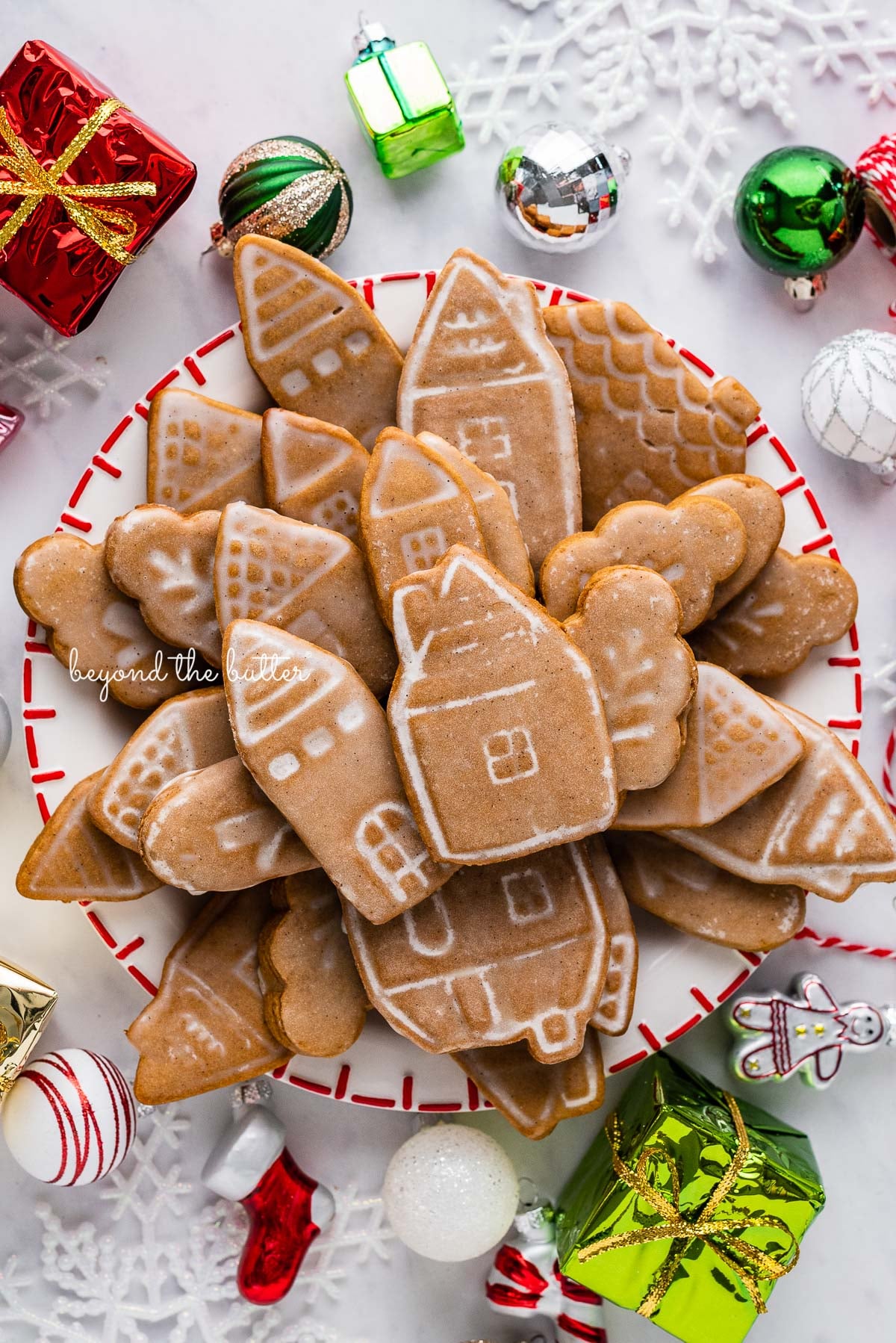 Chewy Gingerbread Cut-Out Cookies with Vanilla Glaze