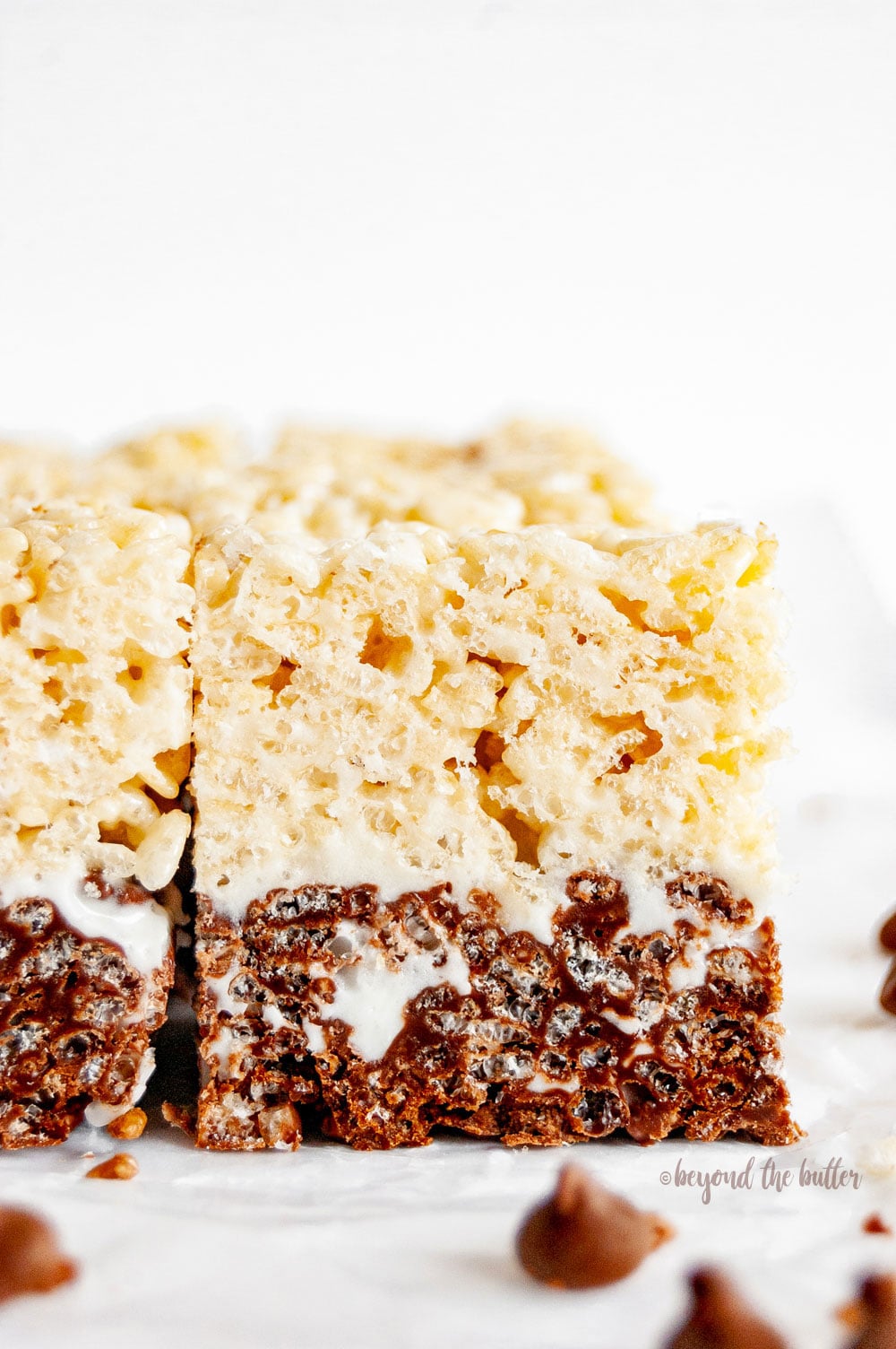 Three-Layer Chocolate Vanilla Rice Krispie Treats