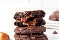 Decadent Dark Chocolate Caramel Cookies — Chewy, Gooey Treats