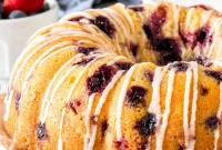 Moist Mixed Berry Bundt Cake Recipe with Lemon Glaze
