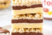 Chewy Nutella Crumb Bars with Chocolate Swirls