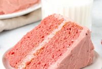 Moist Strawberry Layer Cake Recipe with Fresh Berry Frosting