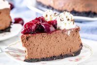 Black Forest Cheesecake Recipe with Cherry and Chocolate Swirl