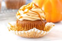 Pumpkin Cupcakes with Salted Caramel Cream Cheese Frosting