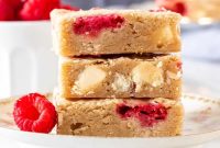 White Chocolate Raspberry Blondies Recipe with Gooey Berries