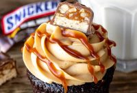 Decadent Snickers Cupcakes Recipe with Salted Caramel Drizzle