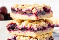 Chewy Cherry Crumb Bars Recipe with Golden Streusel