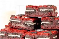 Red Velvet Brownie Bars Stuffed with Oreo Cookies