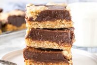 Chewy Oatmeal Fudge Bars with Chocolate Swirls