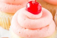 Cherry Almond Cupcakes Recipe with Cherry Glaze
