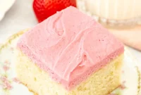 Vanilla Layer Cake with Strawberry Buttercream Frosting