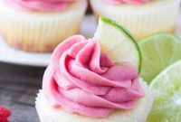 Lime Cupcakes with Raspberry Buttercream Frosting