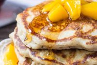 Brown Sugar Peach Pancakes Recipe with Caramelized Peaches