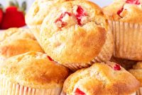 Fluffy Strawberry Muffins with Fresh Berries and Vanilla