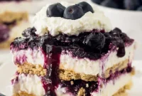 No-Bake Blueberry Cheesecake Icebox Cake Recipe