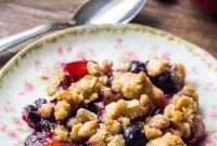 Blueberry Peach Crumble Recipe with Brown Sugar Oat Topping