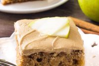 Caramel Frosted Apple Cake with Cinnamon Crumble