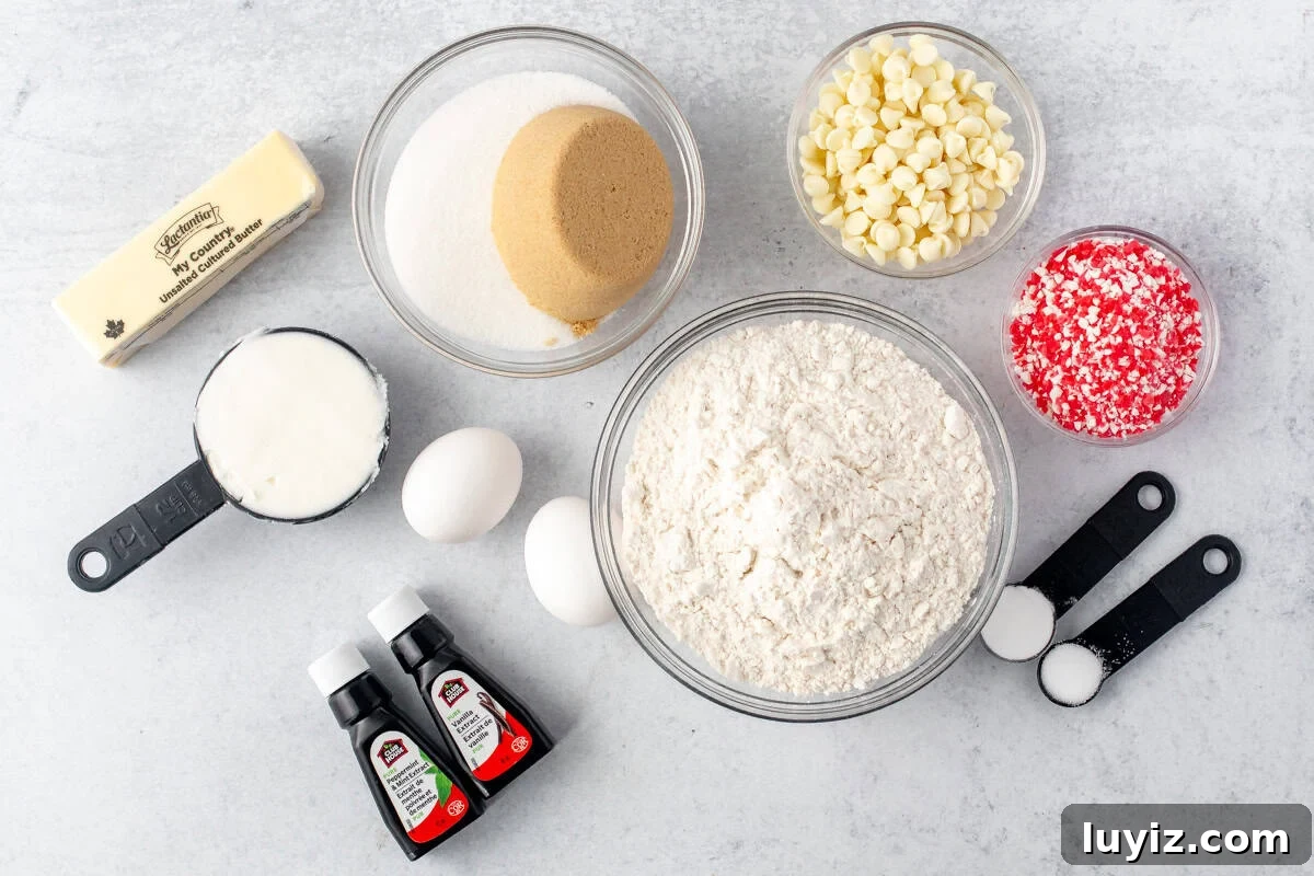 White Chocolate Candy Cane Cookies Recipe for Holiday Baking 3 Ingredients for making white chocolate candy cane cookies